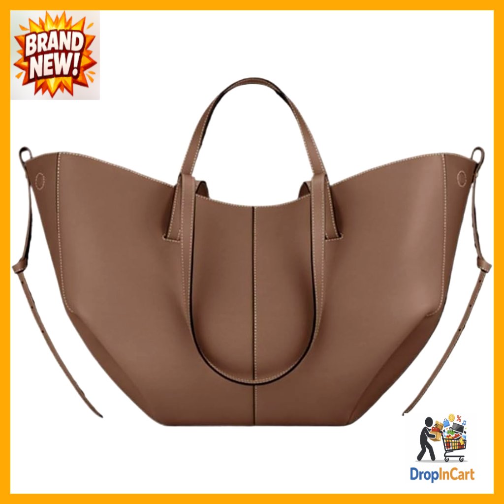 Premium Leather Tote Bucket Handbag Lightweight Versatile Work Travel Bag